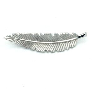 CHARLES REIS sterling silver feather brooch - vintage 2" detailed pin CR CO